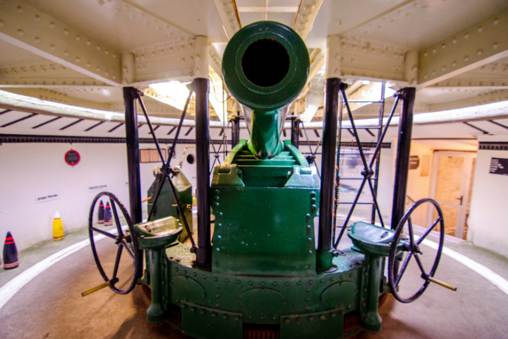 a look down the barrel of the disappearing gun in Fort Taiaroa