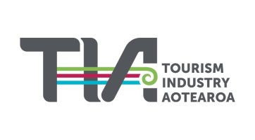 TIA logo with stripes and text: Tourism Industry Aotearoa.